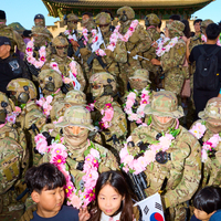 After celebration parade on Armed Forces Day.