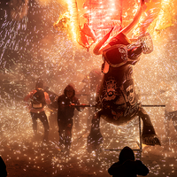 Burning of pyrotechnic bulls in Tultepec, State of Mexico