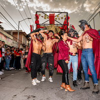Burning of pyrotechnic bulls in Tultepec, State of Mexico