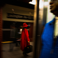 The woman in red, Newyork underground.