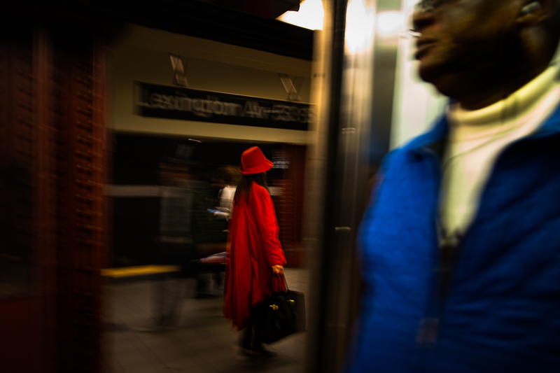 The woman in red, Newyork underground.