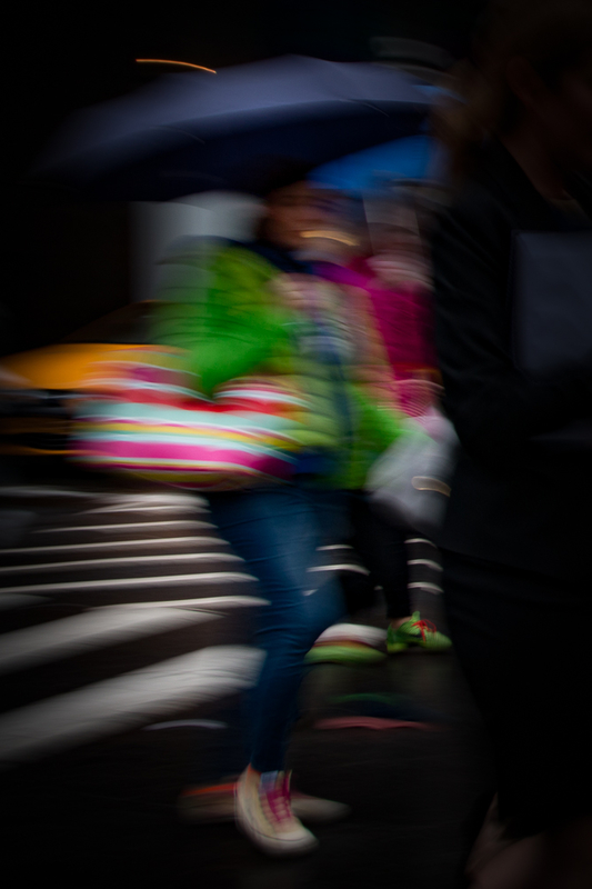 Liquid colors of a rainy day in New york City; USA