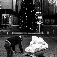 Streets of Oslo in rain and snow