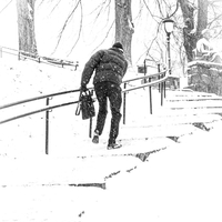 Streets of Oslo in rain and snow