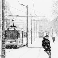 Streets of Oslo in rain and snow