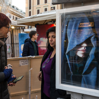 Women glances at the city