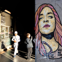 Women glances at the city