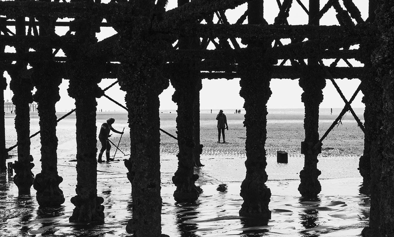 The beach beneath the funfair