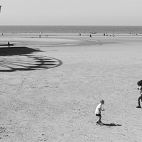 The beach beneath the funfair