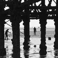 The beach beneath the funfair