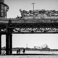 The beach beneath the funfair