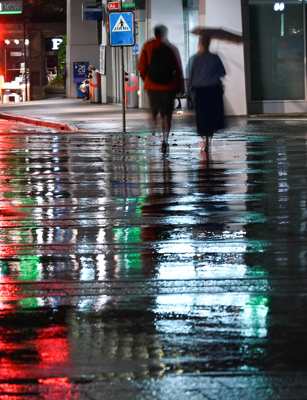 Street on a Rainy water night