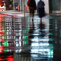 Street on a Rainy water night