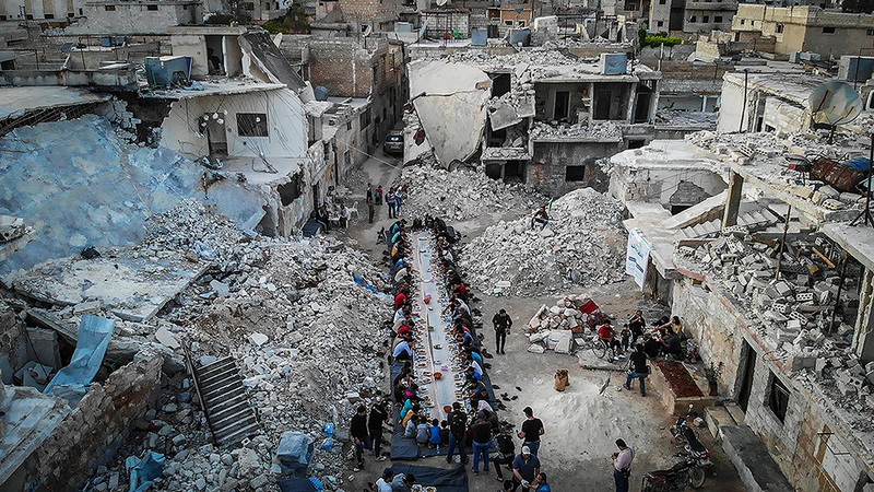 Ramadan meals among the ruins in Idlib, Syria