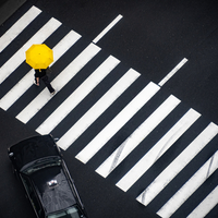 Yellow in the monochrome city.