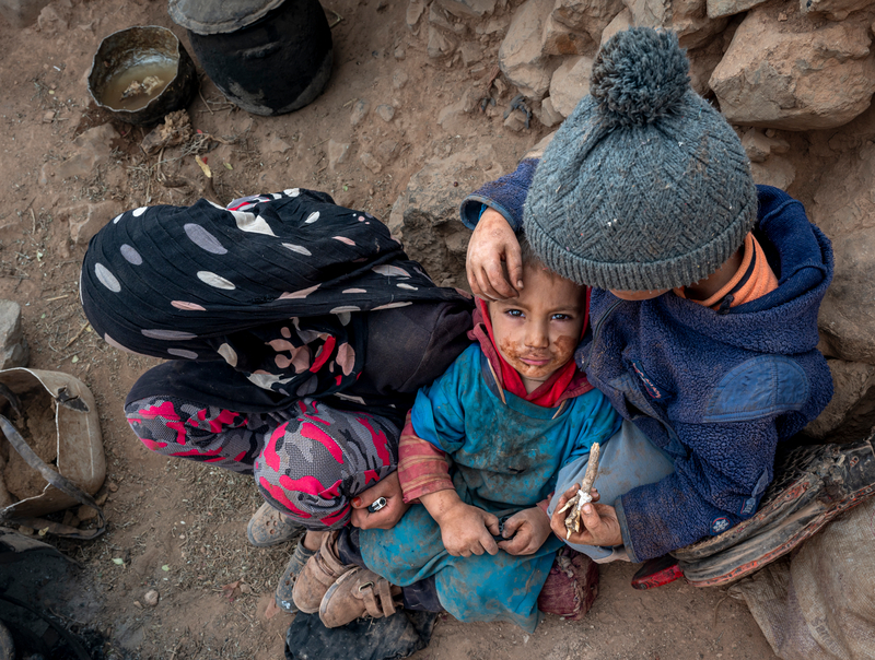 Nomadic Children at the Atlas Mountains, Morocco