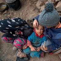 Nomadic Children at the Atlas Mountains, Morocco