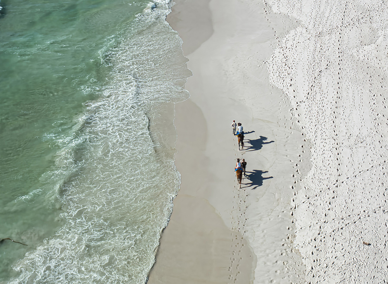 Exercising on the beach
