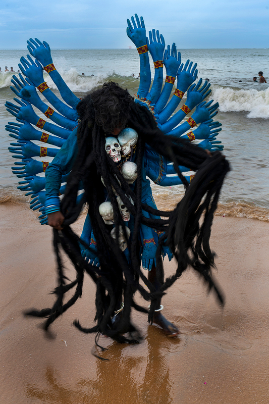 The fierce goddess Kali in action