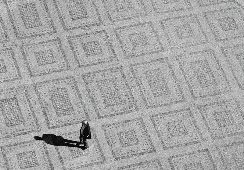 Lonely man and his shadow